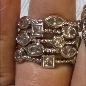 Elegant Silver Stacked Rings